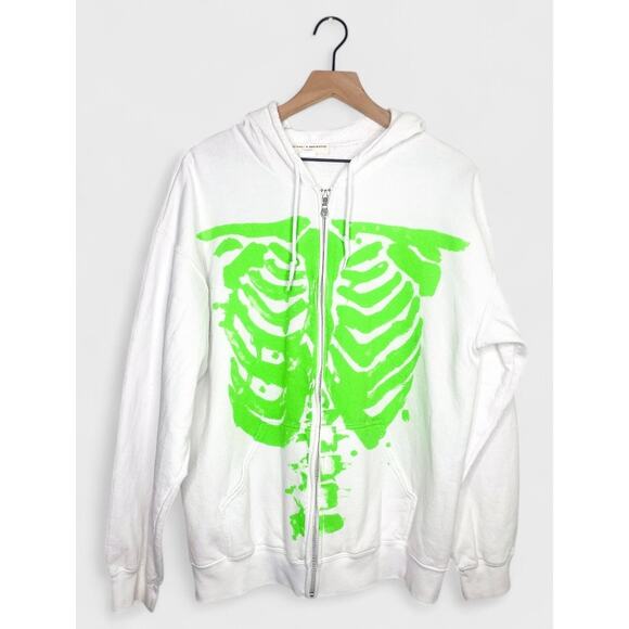 Urban Outfitters Project Social T Skeleton Hoodie Small Medium Zip Up Sweatshirt - Picture 3 of 12
